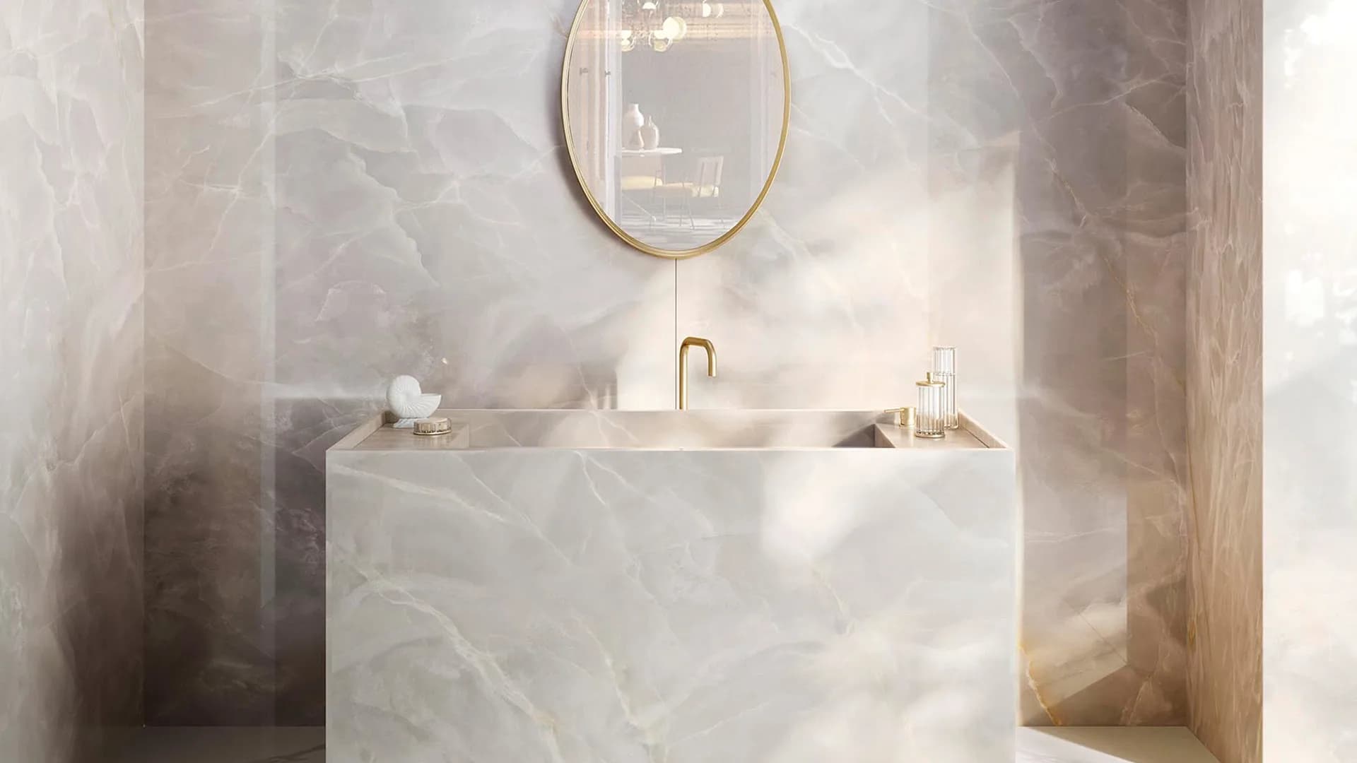 Onyx White — large-format onyx-effect surface